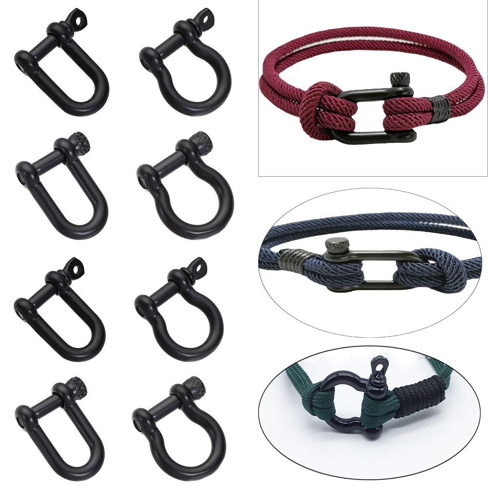 Stainless Steel Shackle Fob Bracelet Buckle Solid Carabiner Key Ring Keychain Hook D Bow Staples