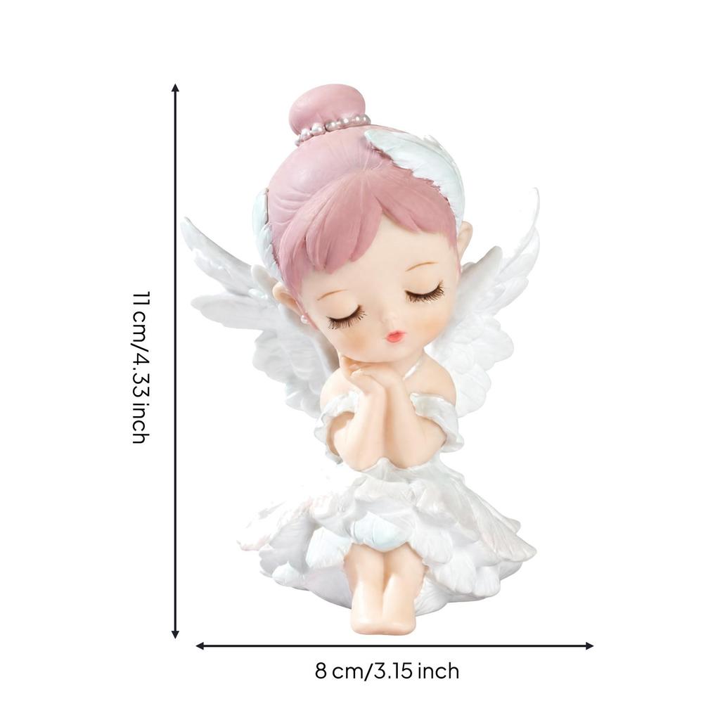 Ballerina Angel Figurine Winged Ornament with Carved Feathers