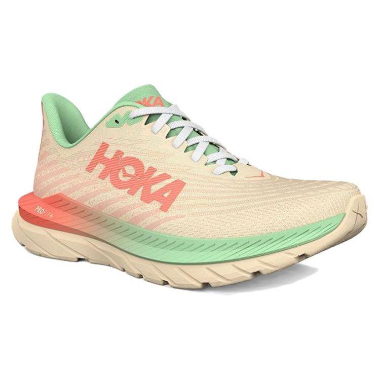 HOKA One One Mach 5 Удобная Ткань Нескользящие Прочные Дышащие Низкий Верх Обувь для Бега на Длинные Дистанции Женские кроссовки Желтый Розовый 1127894-SPPR