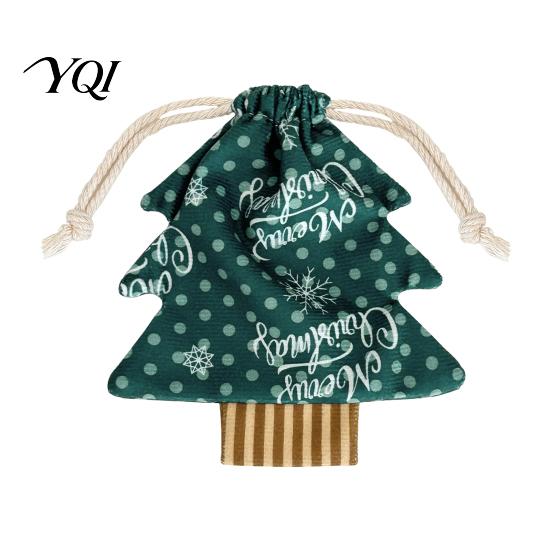 Xmas Present Packaging Christmas Tree Shaped Gift Bags with Drawstring, Reusable Holiday Fabric Bags, Decor Winter Goodie Storage Pouches for
