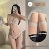 Элегантный кружевной комплект нижнего белья с подвязками и бюстгальтером с бантом