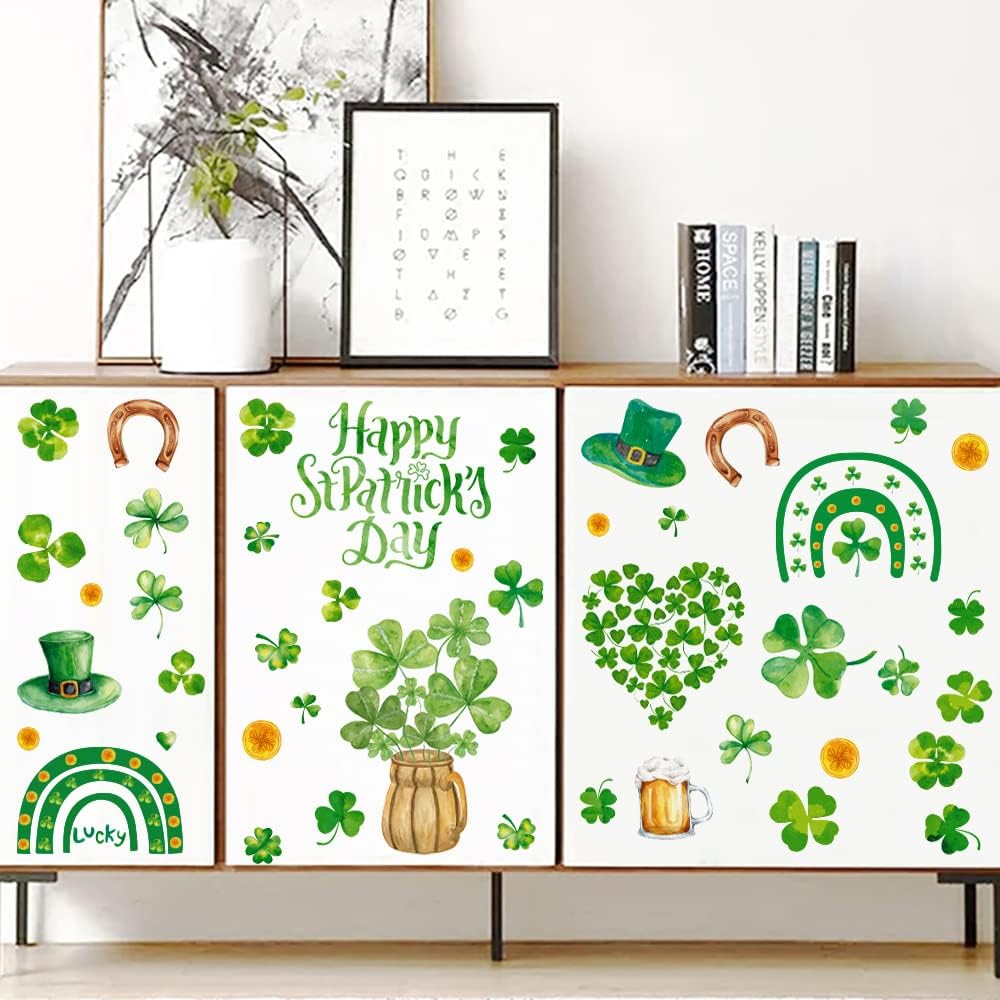 192 PCS 16 Sheets St Patricks Day Decorations Holiday Spring Window Clings - St. Patrick's Day Window Clings Decor Stickers Decals for Glass Window