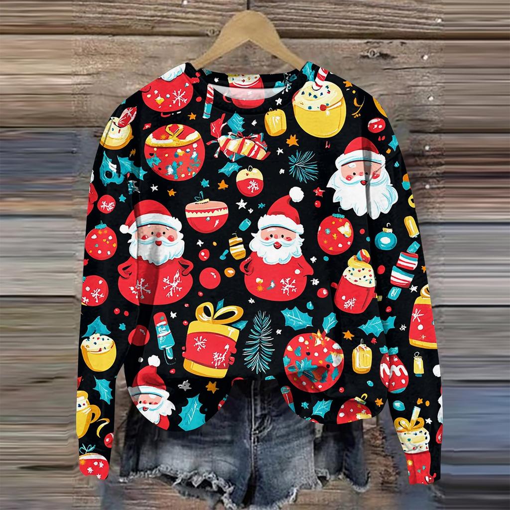 Women  Winter Tops Women's Long Sleeve Sweatshirt Casual Crewneck Loose Fit Pollover Fleece Tops