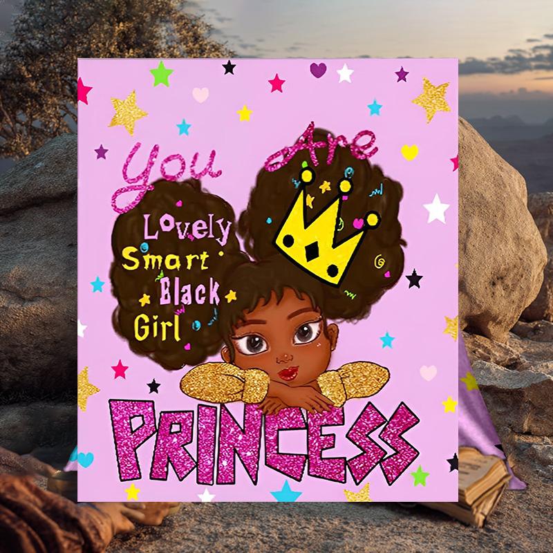 1PC Black Princess Magic Celebration Flannel Blanket Gift, Suitable for Both Men And Women, Soft Ideal for Beds And Sofa, Birthday Or Christmas Gift