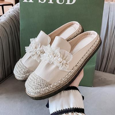 Модные эспадрильи с бисером, женские тапочки, шлепанцы на плоской подошве, женские туфли, закрытые носки, панталончики, шлепанцы, женские сандалии