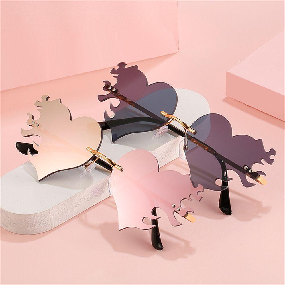 UV400 Protection Party Favor Heart Sunglasses Sunglasses for Women Heart Glasses Rimless Sunglasses