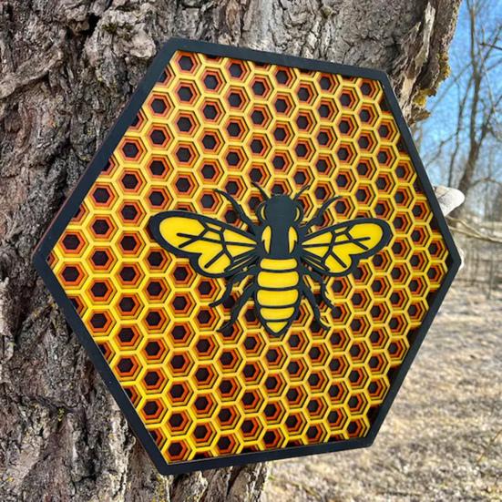Деревянный приветственный знак фестиваля пчел Yousheng, многослойная сотовая пчела, подвесная табличка на дверь, вешалка для входной двери, декоративная шестиугольная настенная табличка