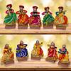 New Rajasthani Multicolor Musician Bawla Puppets Idol, Set of 10, (5 Male & 5 Female)
