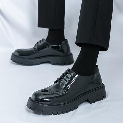 Модные мужские деловые повседневные кожаные туфли, классические черные кожаные туфли из массива, мужские туфли на толстой подошве, повседневные кожаные туфли на шнуровке