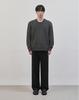 WORK ON BODY OFF Tresso Semi-Overfit Cable Long Sleeve Knit [Charcoal]