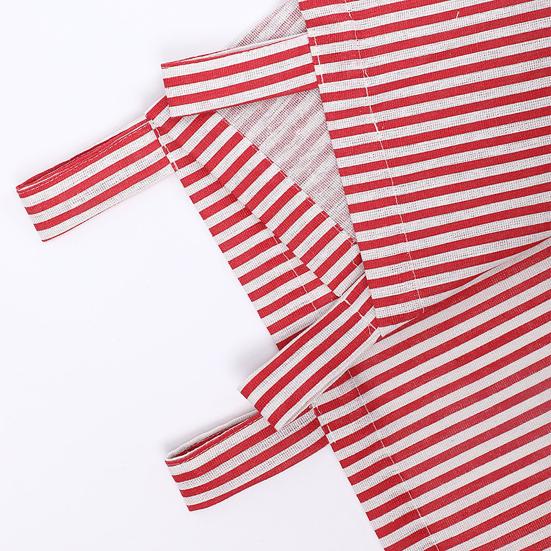 Short Window Curtain Valance Contrast Color Striped Print Sunshade Through-Rod Design Christmas Style Kitchen Bathroom Cafe Decor Curtain