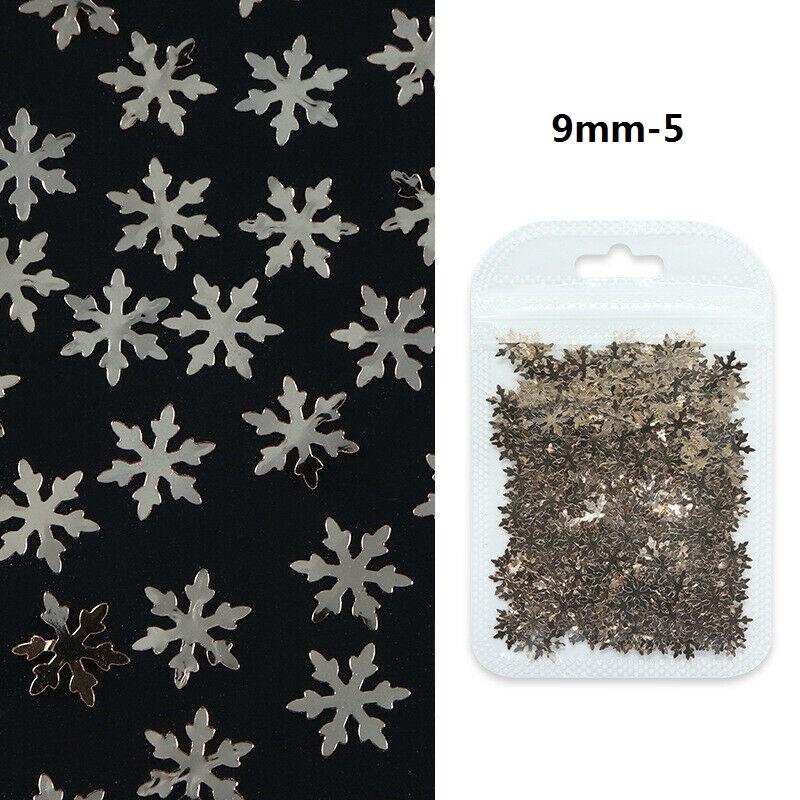 1 упаковка, зимние снежинки для дизайна ногтей, хлопья с блестками, аксессуары для ногтей, украшение для маникюра 9 мм 6 мм