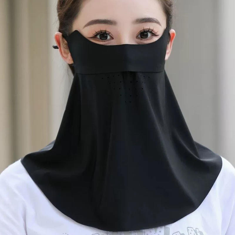 Women's Summer Outdoor Sports Trackless Sunscreen Facial Masks Imitation Nylon Material UV Protection Breathable Thin