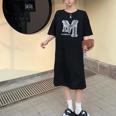 Женское платье летнее дизайнерское Sense с коротким рукавом Fat MM Loose Lazy Long T-shirt Dress