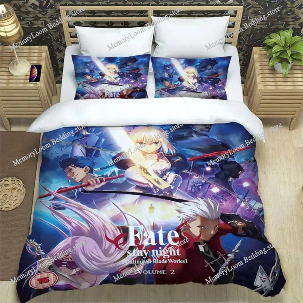 3D Печать Яркий Набор Постельного Белья Fate Stay Night Для Мальчиков Девочек Размер Twin-Queen-King Пододеяльник Наволочка Постельное Белье Детям Взрослым Мягкий Уютный