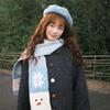 Lightweight Snowman Pattern Scarf Korean Style Knitted Shawl Trendy Cashmere Blend Scarf  Women/Men