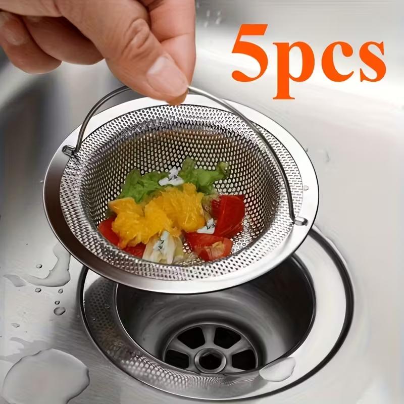 1-6pcs Stainless Steel Sink Strainer with Handle - Rust-Resistant Mesh Design, Suitable for Kitchen and Bathroom Sinks,