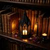 Художественный домашний декор Готический собор Светодиодный фонарь-свеча, Беспламенная лампа-свеча в форме церкви, Современный жуткий винтажный настольный ночник для гостиной,