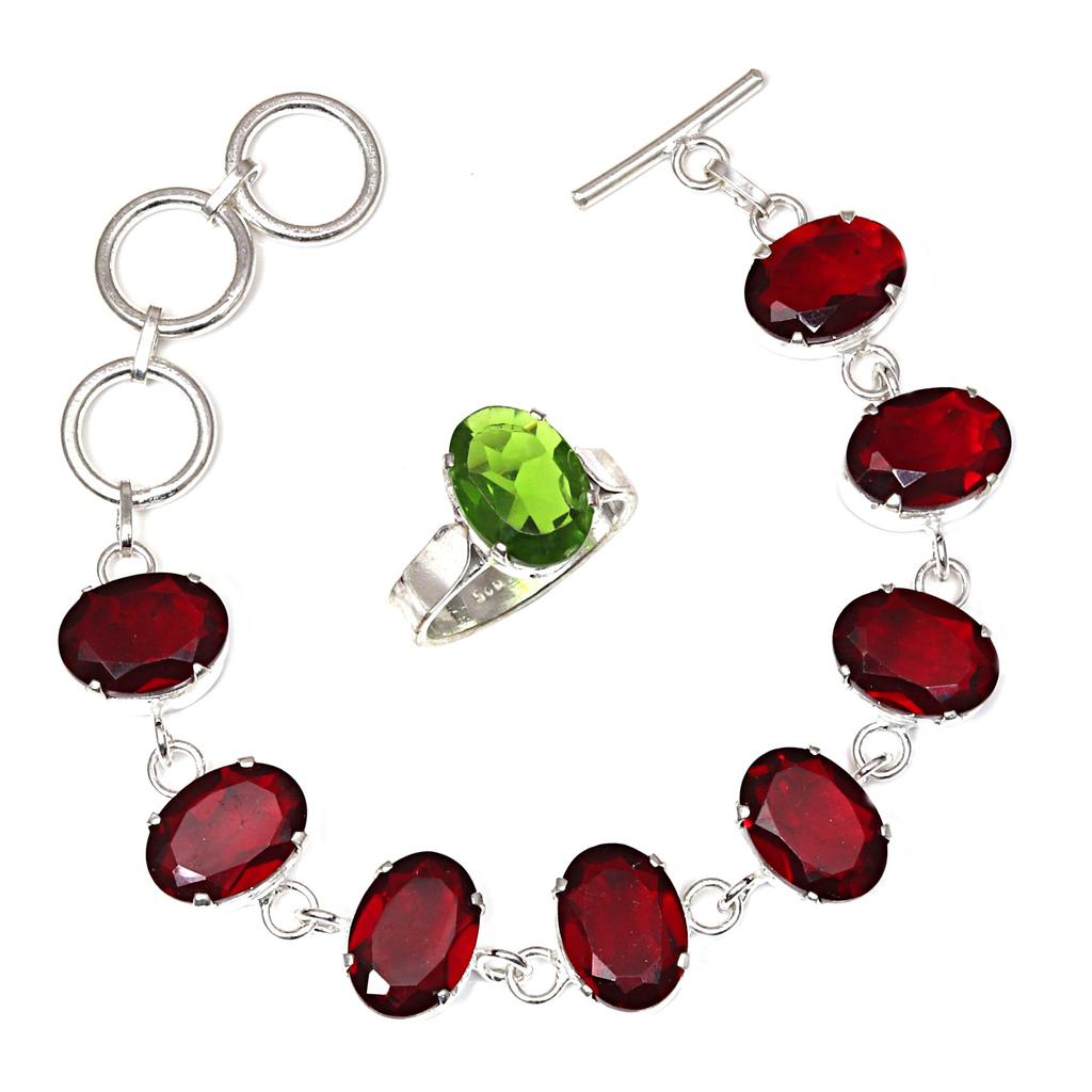 Swiss Blue Quartz Gemstone Women's Unisex Jewelry Bracelets & Rings 7-8''