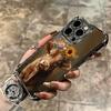 Cute Highland Cow Plating Phone Case For Iphone 16 17 Pro Max Air 16E 14 15 Plus 12 13 Mini Anti-Fall Airabag Cover