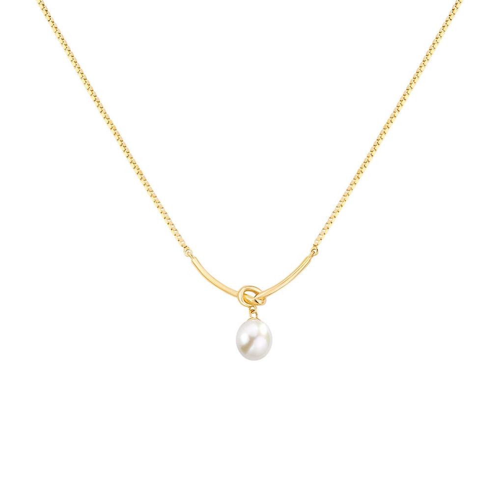 Жемчужное ожерелье с узлом из стерлингового серебра 925 пробы для женщин летом, легкая роскошь, ощущение высокого класса, цепочка на ключицу нишевого дизайна