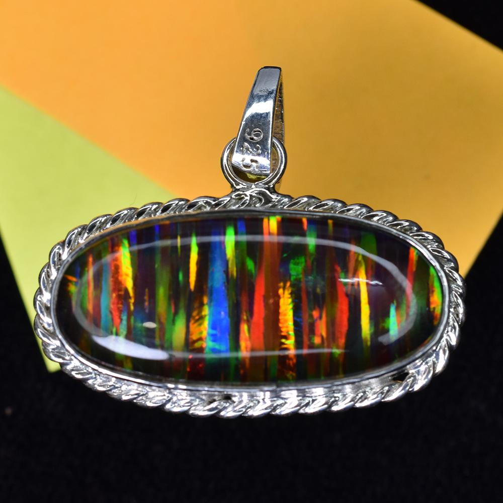 Extremely Rare 30 Ct Natural Oval Opal 925 Sterling Silver Pendant