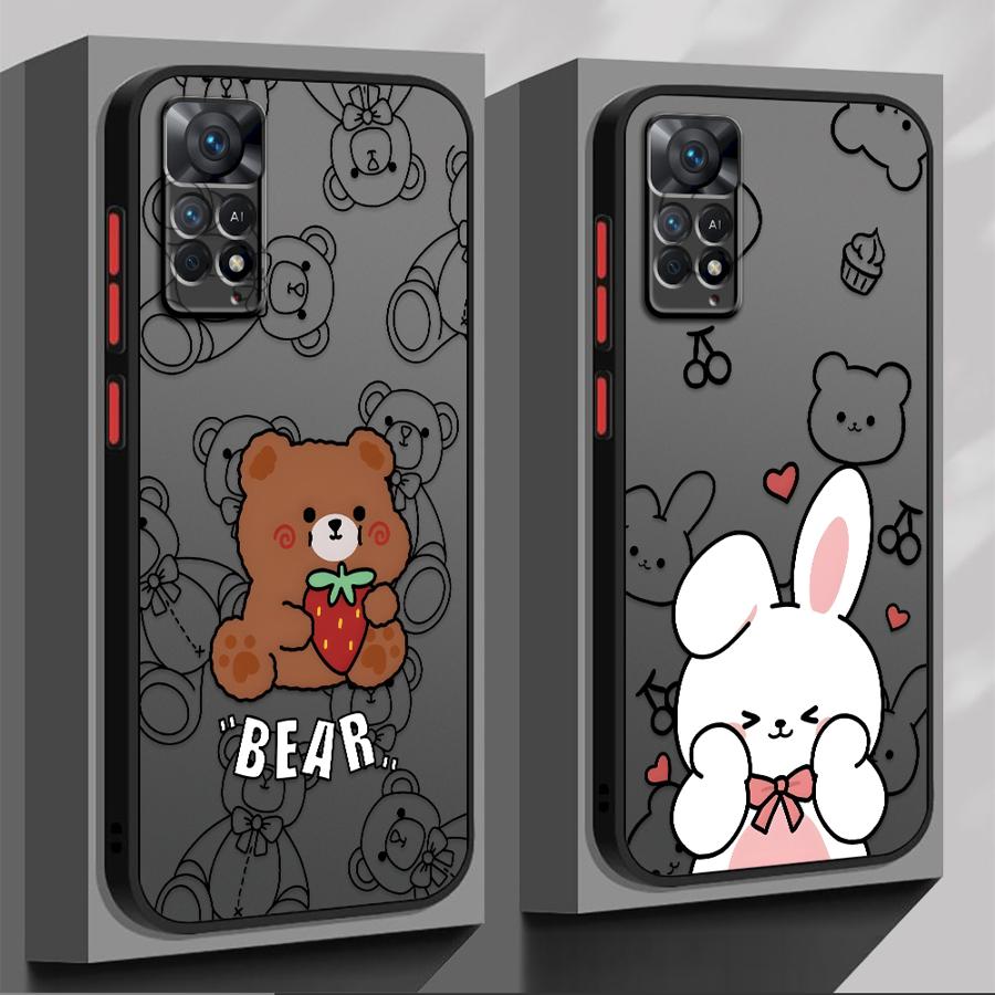Чехол для Xiaomi Redmi Note 15 Pro 14 11 A4 14C 12 13 10 13C 9S Funda Задняя крышка телефона Мультяшный Медведь Кролик