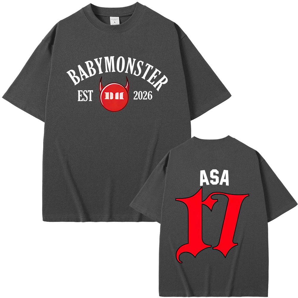 Babymonster А Хён Аса Рами Рора Рука Фарита Чикита Тур 2026 Футболка Унисекс Женская Мода Оверсайз Хлопковая Футболка с Коротким Рукавом