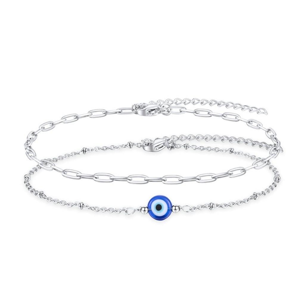 Unique Turkish Blue Eye Bracelet Vintage Adjustable Chain Bracelet Stainless Steel Bracelet Unisex