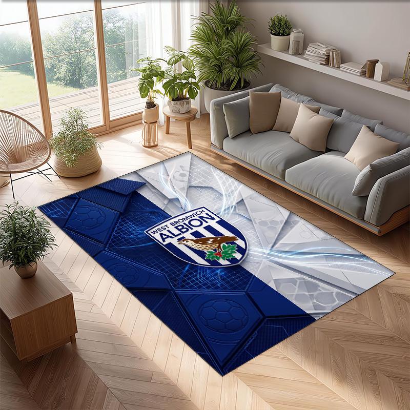 West Bromwich Albion Football Print Crystal Velvet Rug, Comfortable Water Absorbent Non Slip Indoor Floor Carpet
