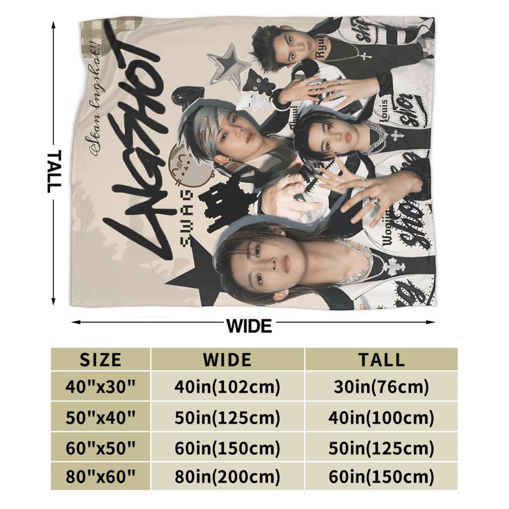 Kpop Group Lngshot Blanket Multi-size Warm Cozy Fluffy Throw Blankets for Sofa Couch and Bed