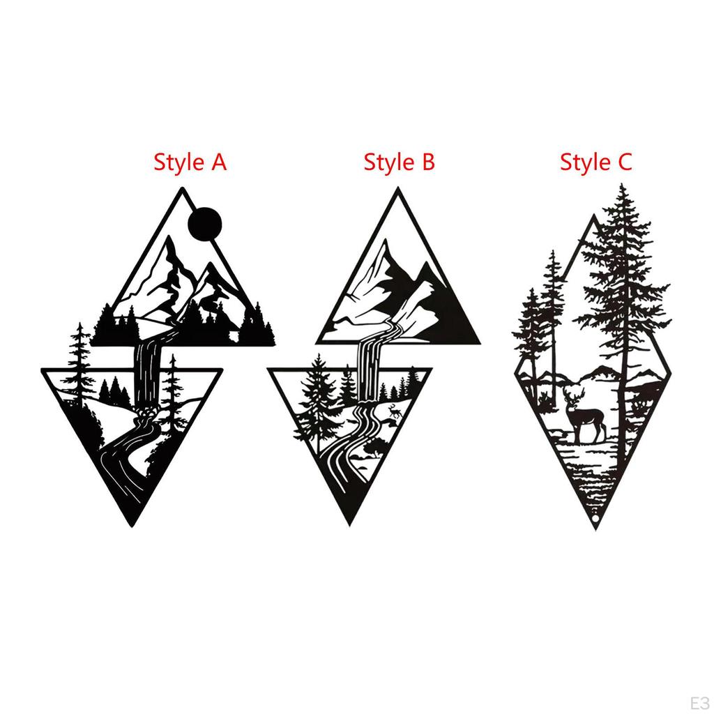 Landscape Wall Decor Iron Sign Black 9.8x4.5inch Decorative Hanging Decoration for Housewarming