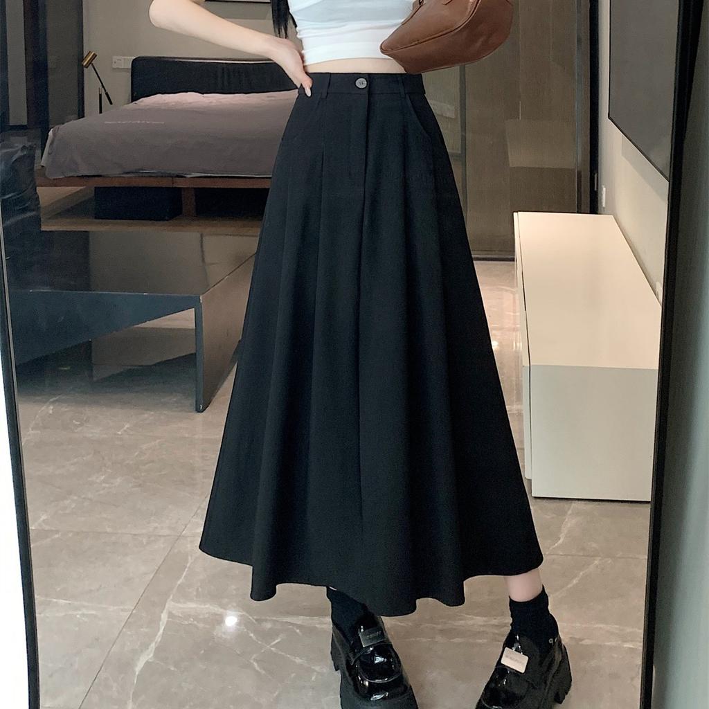Юбка из драпированной костюмной ткани, женская, весенне-осенняя, повседневная, А-силуэт, юбка с высокой талией