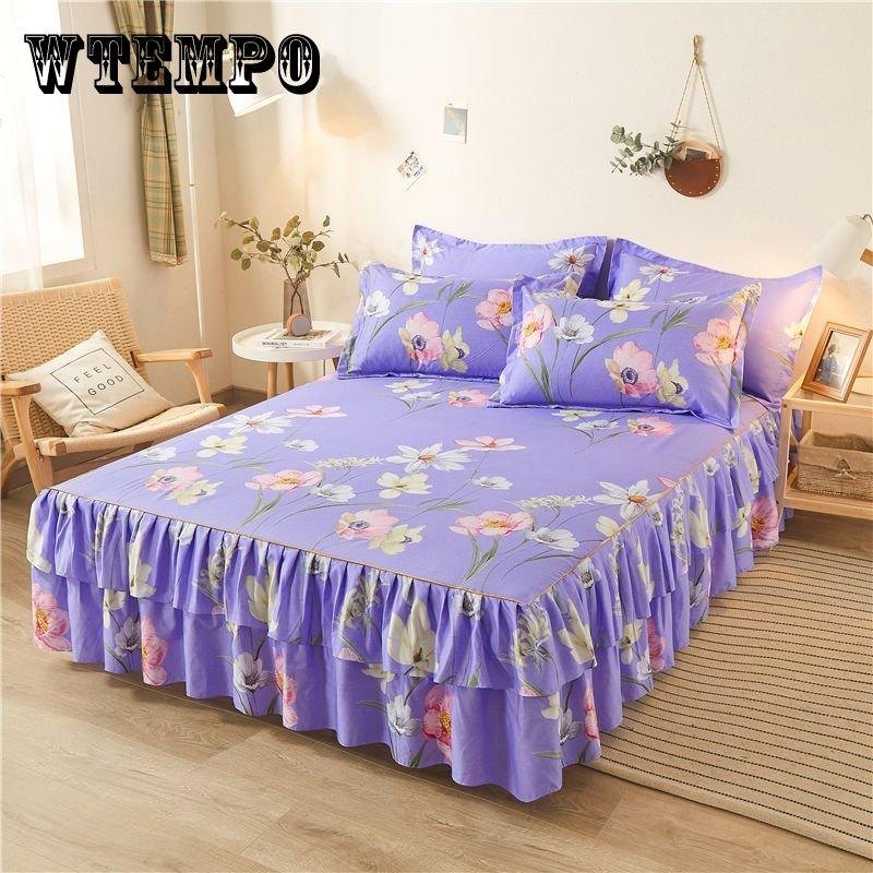 3 шт. Постельное белье Юбка с 2 наволочками Свадебное покрывало Простыня Наматрасник Полный Twin Queen King Size Простыни