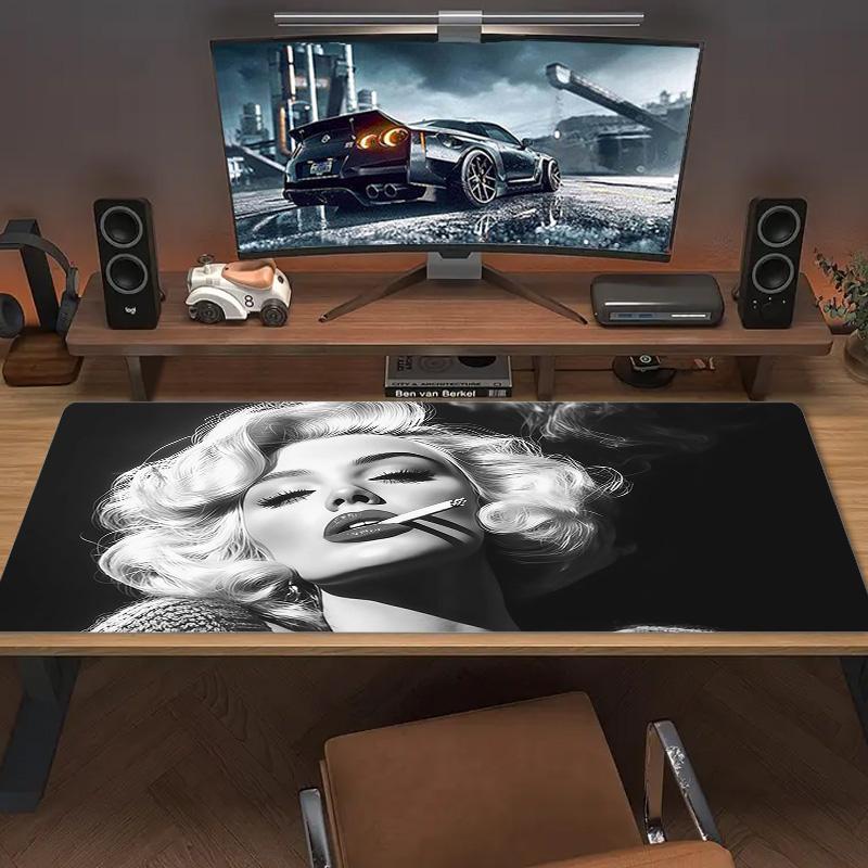 Marilyn Monroe Print Cushion Non-slip Laptop Tablet Big Mousepad XXL Mat Mini PC Playmat With Lock edge