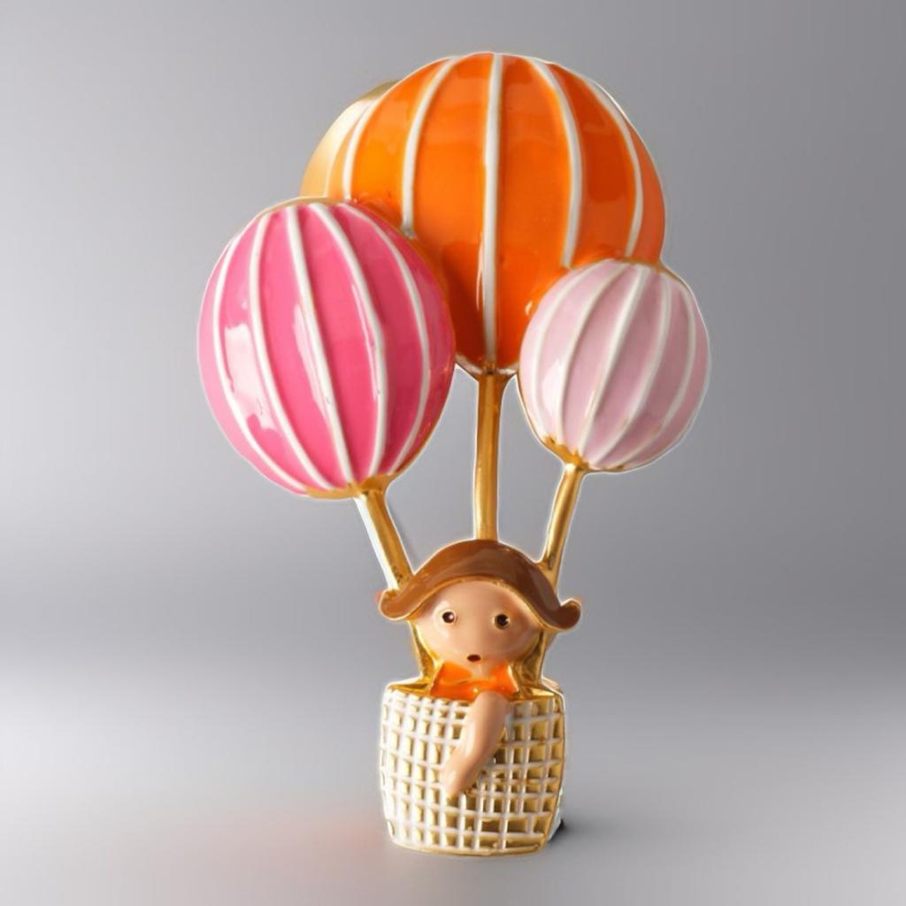 Cartoon Hot Air Balloon Brooch With Little Girl Lightweight Alloy Pin Decorative Accessories For Jackets Bags Hats