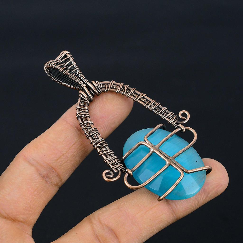 Monalisa Pendant, 999 Copper Wire Wrapped Pendant Handmade Gemstone Jewelry, Gifts For Wife Brand New Pendant