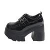 Модные толстые высокие каблуки лоферы женские 2024 осень мода кожаные туфли на толстой платформе женские туфли без застежек черные Jk Uniform Туфли Mary Janes