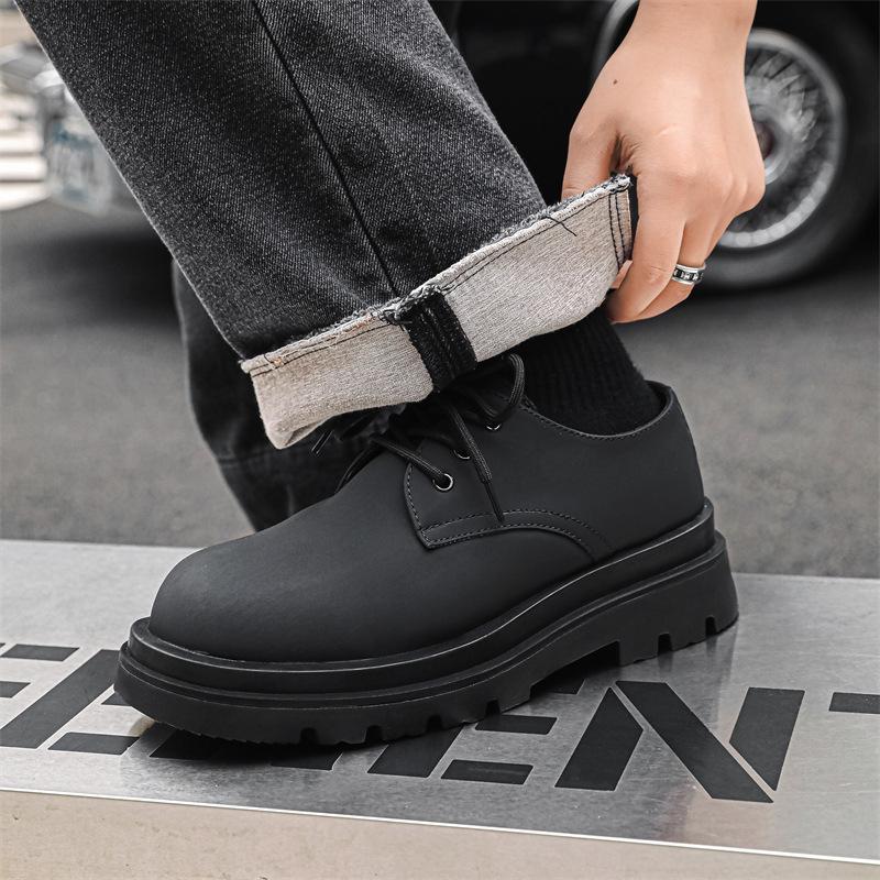 Обувь мужская 2024 года, новые популярные повседневные кожаные туфли весна-осень, черные туфли Martin, универсальные туфли дерби на платформе 3225-J