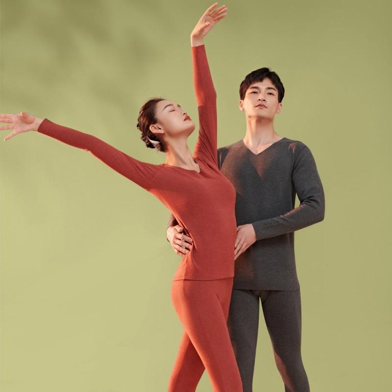 Men Women Thermal Underwear Set Acetate Silk Blend 330g Fleece Lined Warm Base Layer