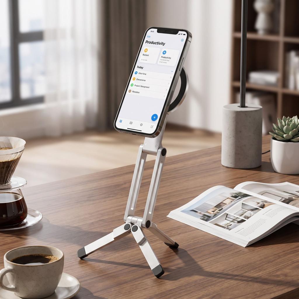Foldable Magnetic Desktop Phone Stand , Multifunctional Pocket Size Holder for Smartphones