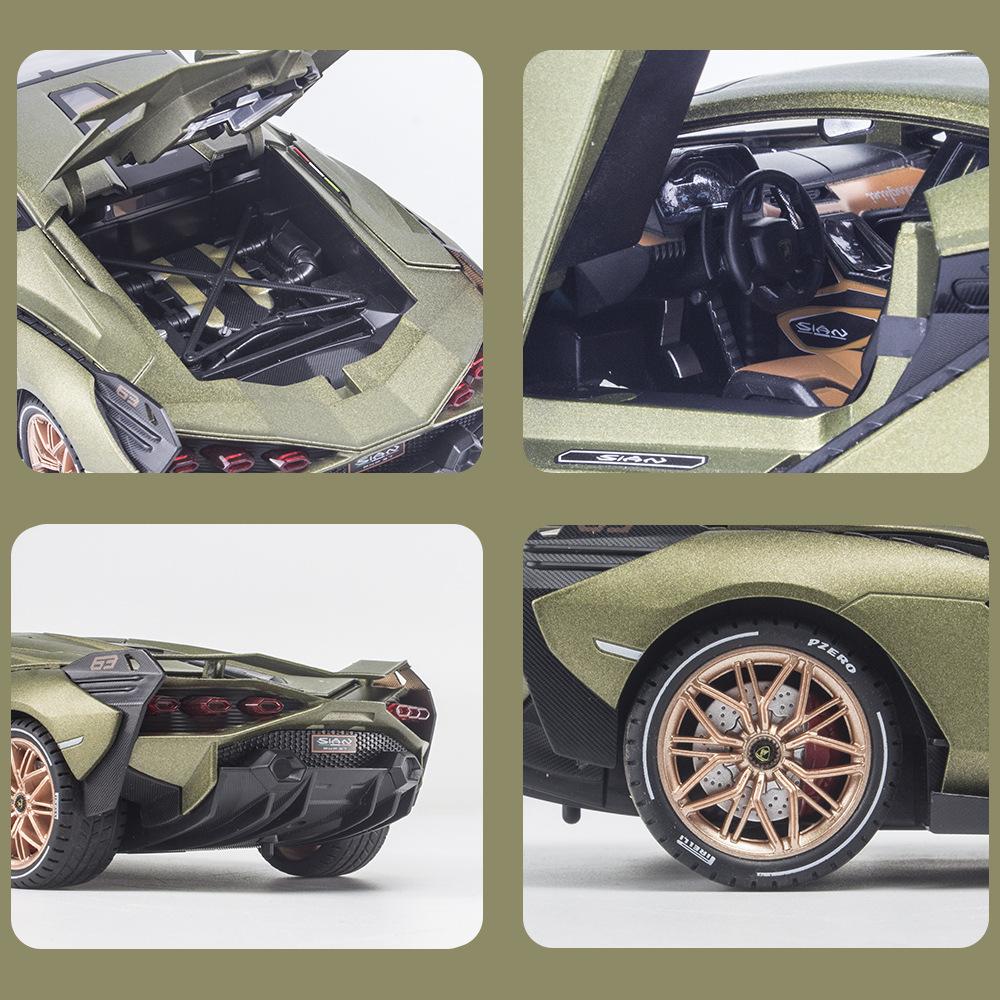 1/18 Lamborghini Sian Суперкар на Новой Энергии Сплав Литье под Давлением Модель Автомобиля Звук и Свет Коллекция Хобби Декоративные Изящные Украшения