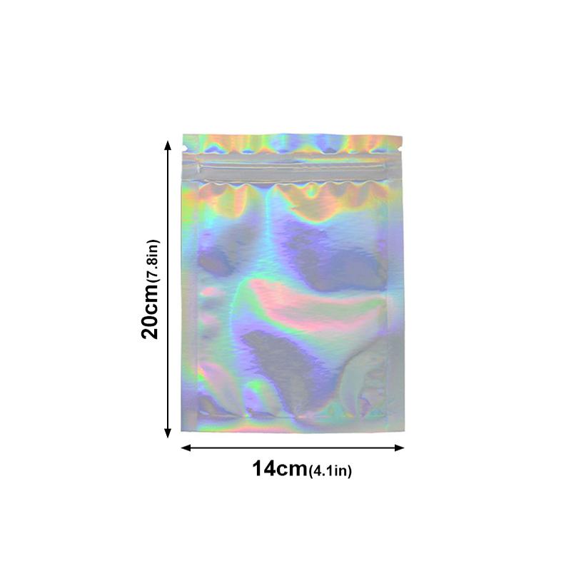 100pcs Resealable Laser Bags For Necklace Food Storage Bags Pouch Bag Necklace Jewelry Gift Packaging Kitchen Storage Bag