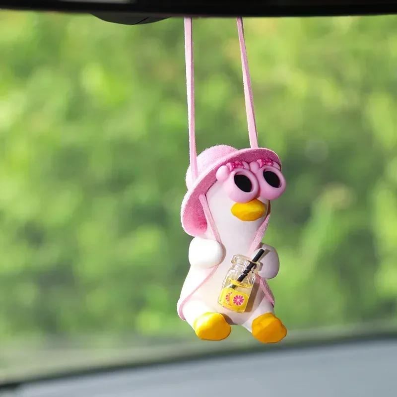Cute Car Interior Duck Anime Decoration Gypsum Auto Rearview Mirror Pendant for Swing Car Decoration Accessories Dropship
