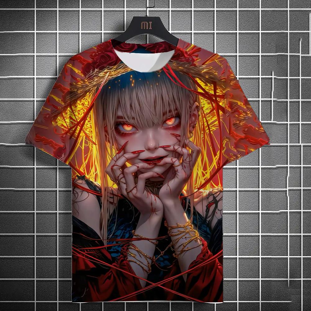 Мужская и женская летняя модная футболка с принтом аниме HD 3D, повседневная футболка из полиэстера с круглым вырезом и коротким рукавом