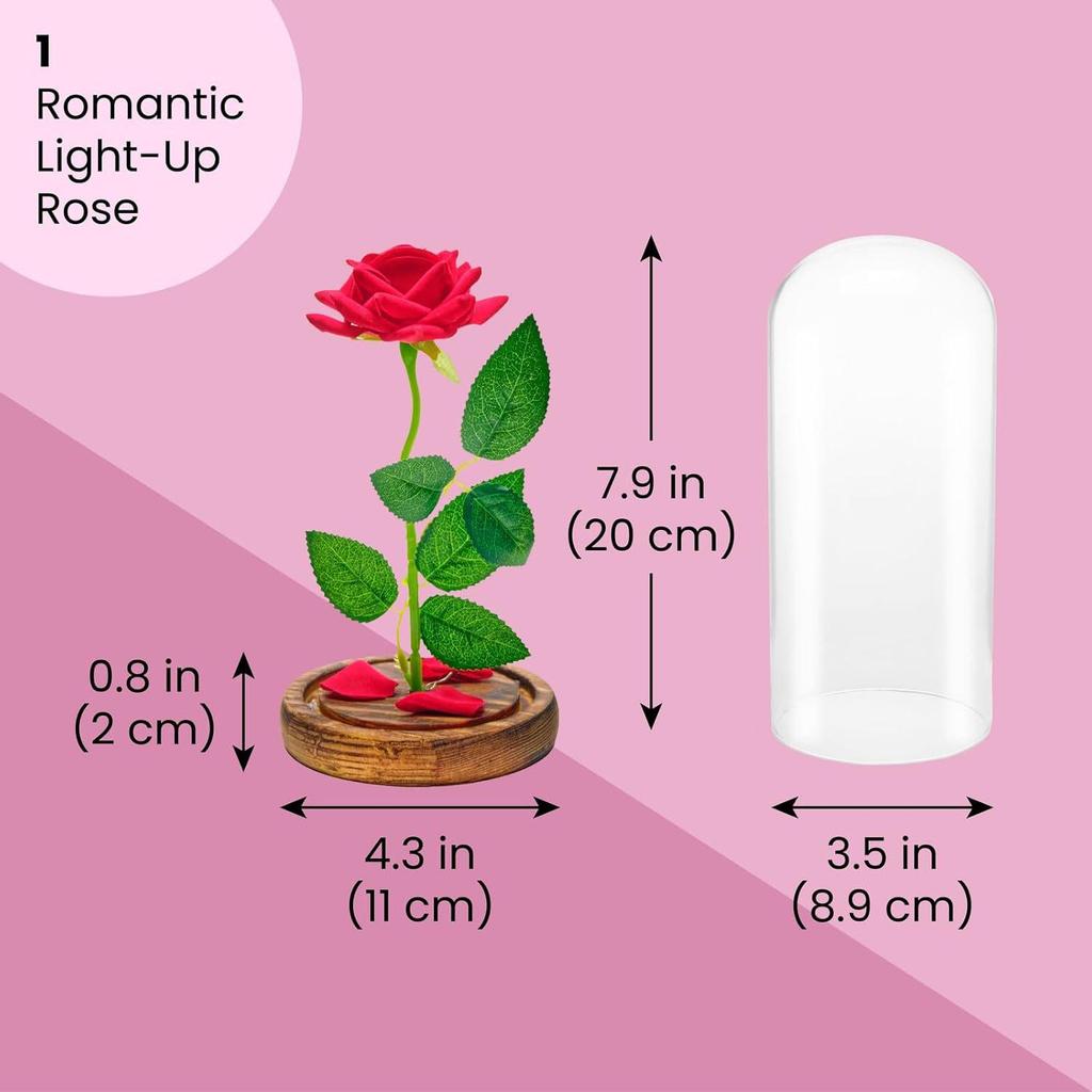 Valentine's Preserved Rose Glass Dome Night Light - Creative Mother's Day Gift for Wife or Girlfriend.