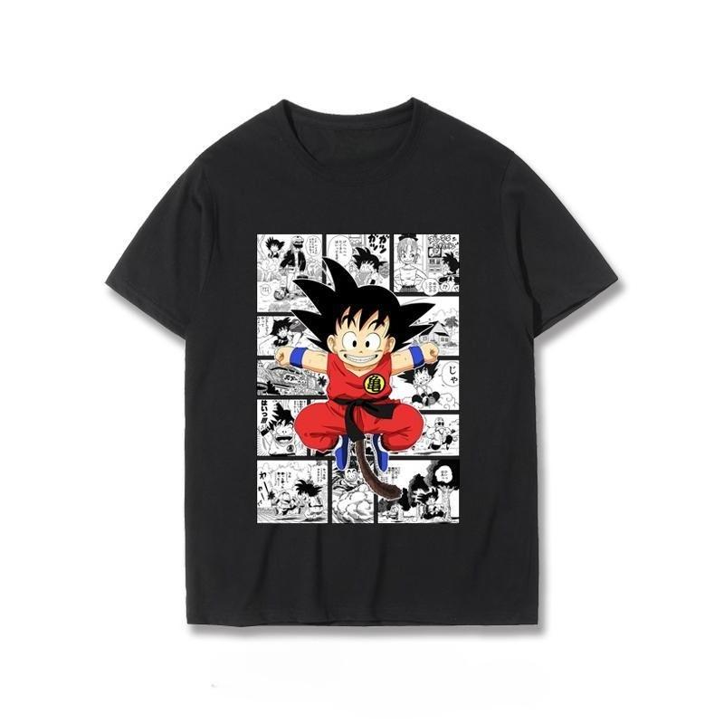 Japanese Anime Dragon Ball T-Shirt Kid Goku Master Roshi Print Casual Loose Cotton Tee Streetwear for Men