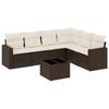 7 Piece Garden Sofa Set with Cushions Brown Poly Rattan