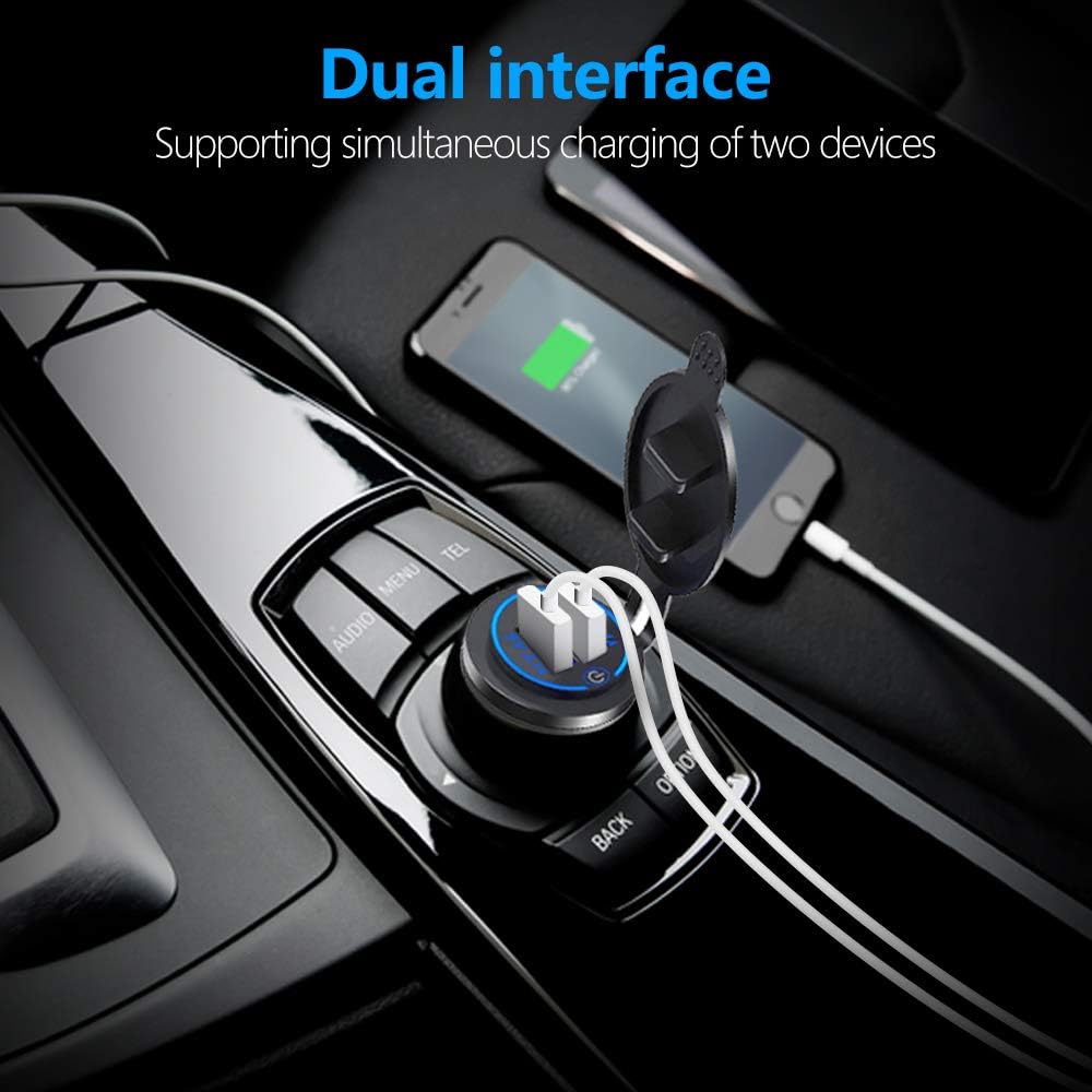 2Pcs Charger Car USB Socket 5V 4.2A Quick Charge with LED Display, Waterproof and Dustproof, 12V ~ 24V Vehicles Car Boat Motorcycle SUV Bus Truck Etc.