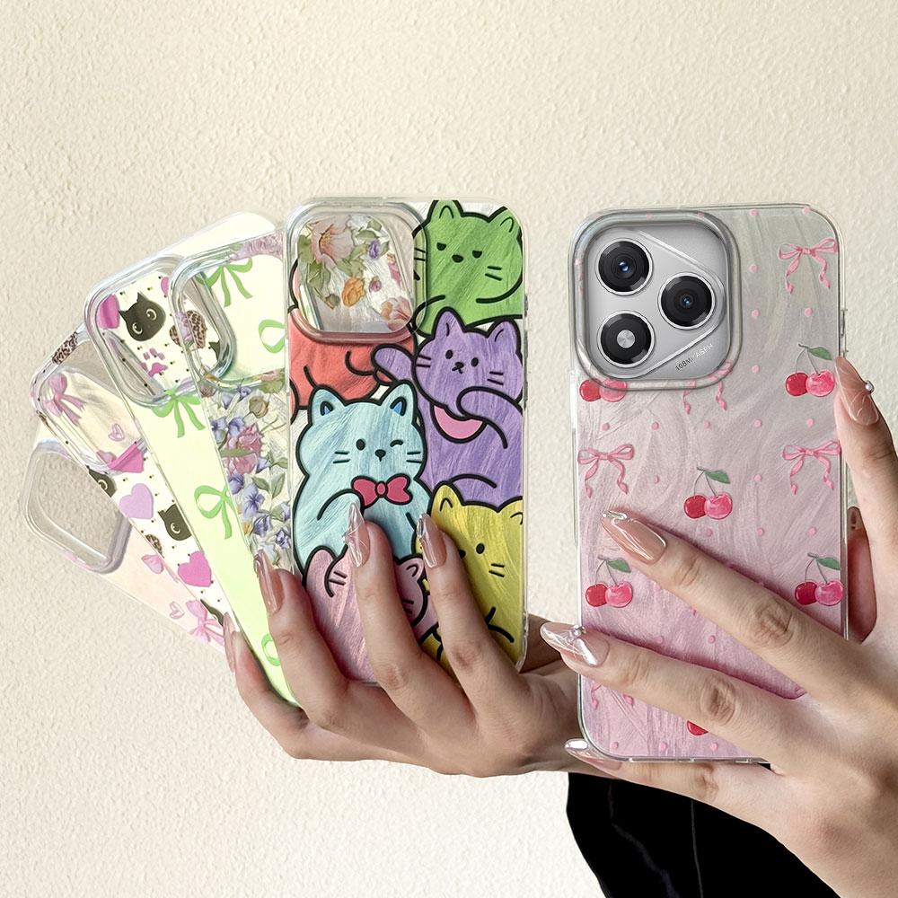 Чехол для телефона с вишневым бантом для нескольких кошек для Honor 400 200 Pro Magic 6 5 7 Lite X9a X9c X9b X8a X8b X8c Ракушка Силиконовые сумки Чехол